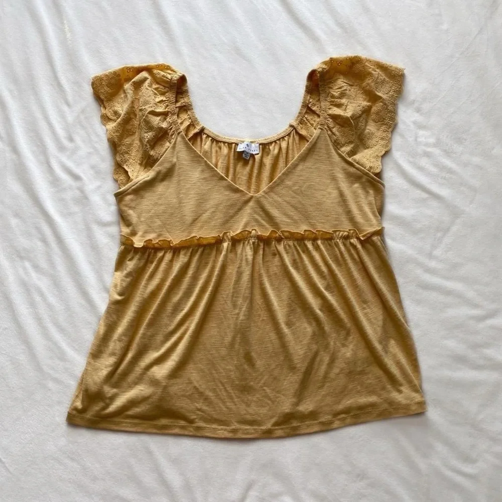 honey yellow lace babydoll top - Picture 1 of 8